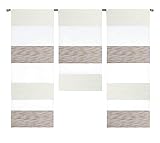 Decocompany Home Design Mini Flächenvorhang Set beige weiß 2280-13 | 3 Teile | Scheibengardine...