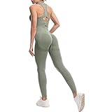 JOJOANS Damen 2-teiliges Nahtloses Trainingsanzug Yoga Outfit Jogginganzug Set Freizeitanzug(Grün,...