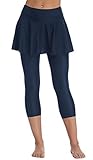 Ecute Damen Schwimm Leggings Mit Rock Wassersport Bikinihose Schwimmenhose Lang Wassersport...