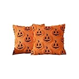 Vyloky Herbst Kissenbezug mit 3D Kürbis Stickerei weich flauschig für Halloween Thanksgiving...
