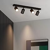 Klighten Deckenstrahler 4 Flammig Schwarz, GU10 Deckenlampe Strahler Schwenkbar, Spotleuchte Drehbar...