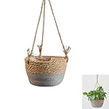 Wenrou Handgewebter Pflanzen Pflanzkübel Hängetopf Korb, Natürlicher Pflanzkorb Hängeampel...