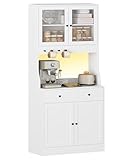 Küchenschrank mit Arbeitsfläche, Buffetschrank mit Schublade, Sideboard mit LED, Steckdose,...