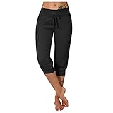 LAKOYA Damen Sommer 3/4 Caprihose,Sport Stretch Yoga Gym Fitness Seamless Training Jogger Frauen...