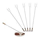 Relaxdays Grillspieße, 6er Set, Holzgriff, Sicherer Abstand, Lagerfeuer, Universal, 80 cm lang,...