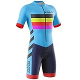 Herren Pro Fahrrad Skinsuit Kurzarm,Triathlon Anzug Herren Prämium Triathlon Tri Anzug Kompression...