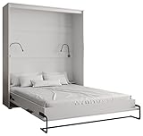 KRYSPOL Bett im Schrank Home, Vertikal, Schlafzimmer, Jugenzimmer, Modern Design (Weiß matt + Old...