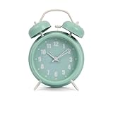 GIFTMARKET – Analoger Wecker ohne Ticken. Nachttischwecker in Mint. Wecker mit Zwei Glocken und...