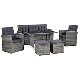 vidaXL Gartensofa 6-TLG. Poly Rattan Sitzgruppe Gartenmöbel Gartengarnitur