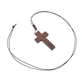 WATIIFUFU Verstellbare Holzkreuz Halskette mit Knotenverschluss Eleganter Anhänger für Damen und...