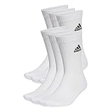 adidas Unisex Cushioned Sportswear Crew Socks 6 Pairs, White / Black, 37-39