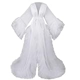MAYILNSIN Damen-Bademantel aus Tüll, Kimono, Perspektivenkleid, Umstandskleid, volle Länge, Stil,...