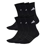 adidas Unisex CUSHIONED CREW SOCKS 6 PAIR PACK, black/black/white, 8.5-10