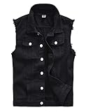 DSDZ Ärmellose Denim-Weste für Herren, lässig, schmale Passform, Knopfleiste, Jeans-Weste,...