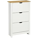 HOMCOM Schuhschrank Schuhkipper Schuhregal mit 3 Klappen für 18 Paar Schuhe platzsparend...