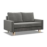 Mebligo - Sofa mit Schlaffunktion und Bettkasten Blank, 2 Sitzer Sofa 152 cm Breit, Schlafsofa,...