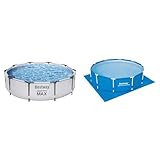 Bestway Steel Pro MAX Frame Pool ohne Pumpe Ø 305 x 76 cm, lichtgrau, rund & Flowclear™...