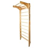 CCLIFE Sprossenwand Kletterwand Turnwand höhenverstellbare Klimmzugstange Klettergerüst Holz...