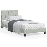 Juroupi Bettgestell mit Kopfteil Bed Frame Kopfteil Bett Betten Bettrahmen Bettgestell Hellgrau...