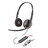 Poly Blackwire 3220 schnurgebundenes USB-C-Headset, Noise Cancelling-Mikrofon, Stereo-Design,...