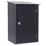 Outsunny Metall Gerätehaus 1,6m³ 100x103x160cm Geräteschuppen mit Pultdach Abschließbarer Tür...