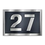 Metzler Edelstahl Hausnummer Caesar in Anthrazit RAL 7016 - Rostfrei, Wetterfest & Individuell -...