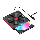 Aumdie Externes DVD CD Laufwerk, USB 3.0 & Type-C Tragbar CD DVD +/-RW Brenner Optische Laufwerke CD...