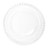 FONDOTIN Dessertplatte Glasplatte für Obst Salat und Snacks Perlenrand Design für Stilvolle...