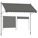 SONGMICS Klemmmarkise, Balkonmarkise, höhenverstellbar, mit Handkurbel, Sonnenschutz, für Balkon,...
