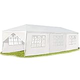 KOMFOTTEU 3x9m Gartenpavillon, Partyzelt mit 8 Seitenwände, Faltpavillon aus Metallrahmen, Bierzelt...