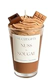 MucizeGifty Duftkerze „Nuss & Nougat“ – Handmade Sojawachs Kerze mit Schoko-Topping |...