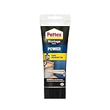 Pattex Montagekleber Power, Baukleber mit starker Anfangshaftung, Kraftkleber für saugende...