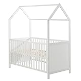 roba Hausbett 70 x 140 cm - FSC zertifiziert - Babybett in Hausoptik - Höhenverstellbar - Umbaubar...