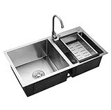 2 Becken KüChenspüLe EinbauspüLe SpüLbecken Eckig SpüLe Mit AbtropffläChe Set Edelstahl...