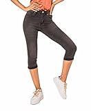 Nina Carter Art. P132 Damen Capri Skinny Fit Jeanshosen HIGH Waist Jeans Used-Look Waschungseffekt...