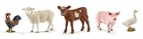 schleich 'Bauernhof-Tiere' bestehend aus Schaf, Texas Longhorn Kalb, Schwein, Hahn und Gans