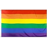 MOGADEE® LGBTQ Flagge, Pride Flag, 150 * 90cm, Regenbogen Flagge, Lebendige Farbe, Kann Drinnen und...