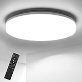 Oraymin LED Deckenleuchte Dimmbar, 18W IP54 Wasserdicht Badezimmer Lampe mit Fernbedienung, 3000K -...