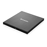 Verbatim Externer Slimline Bluray Writer mit USB 3.2-Kabel, externer DVD und Bluray Brenner, ideal...