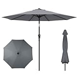HOMSHADE 274 cm Sonnenschirm UPF50+ mit Einhand-Kipphebel, Kurbel & 8 Stahlrippen für...