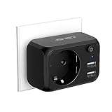 JSVER USB Steckdose 4000W Steckdosenadapter USB Mehrfachsteckdose mit Schalter Steckdose Schuko mit...