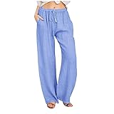 AACH Angebot des Tages Leinenhose Damen Sommer Freizeithose Locker Casual Hosen Modische Einfarbiges...