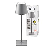 SIGOR Nuindie - Dimmbare LED Akku-Tischlampe Indoor & Outdoor, Höhe 38 cm, aufladbar mit...