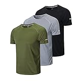 HUAKANG 3er Pack Sport Tshirts Herren Funktionsshirt Sportshirt Schnelltrocknend Atmungsaktiv Sport...