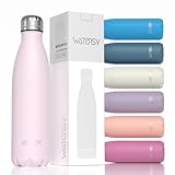 WATERSY Edelstahl Isoliert Trinkflasche Sport 500 ml, Thermosflasche Metall Kinder, Auslaufsicher...