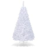 DREAMADE 150/180/210/240cm Weihnachtsbaum Weiß, Künstlicher Tannenbaum mit Metallständer,...