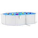 Gecheer Pool mit Stahlwand Stahlwandpool Pool-Set Pool Komplett-Set Aufstellpool Oval 490x360x120 cm...