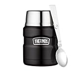 Thermos STAINLESS KING FOOD JAR 0,47l, black, Thermosbehälter aus Edelstahl mit Löffel, 6h heiß /...