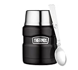 Thermos STAINLESS KING FOOD JAR 0,47l, black, Thermosbehälter aus Edelstahl mit Löffel, 6h heiß /...