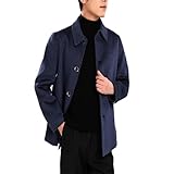 Dvbfufv Herren Herbst Winter Doppelseitig Wolle Kurzmantel Herren Casual Umlegekragen Elegant Slim...